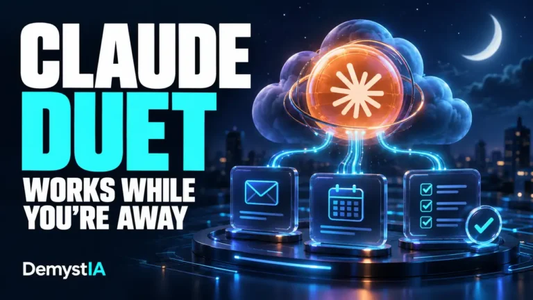 Claude Duet AI assistant coordinating email, calendar and tasks in the cloud while the user is away.